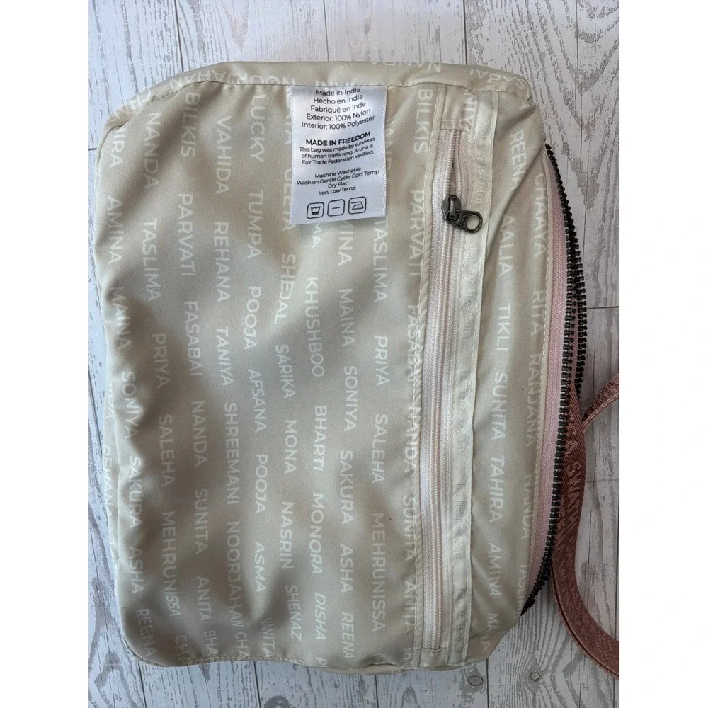 Aruna Mauve Pink Nylon Crossbody Bag Logo Strap Gorpcore Travel Utility